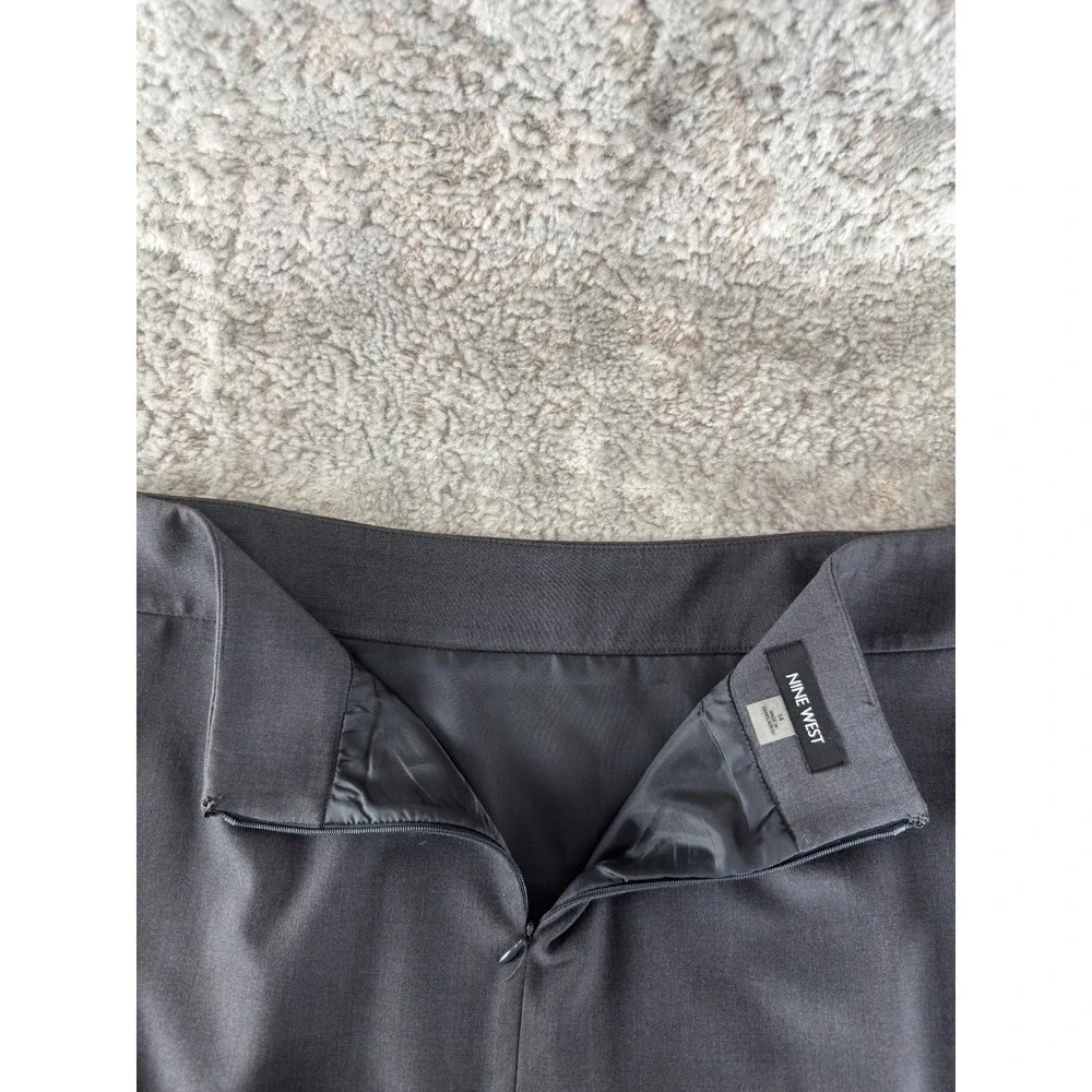 Nine West Size‎ 14 Minimalist Preppy Stretch Midi Pencil Skirt Black Zip Lined